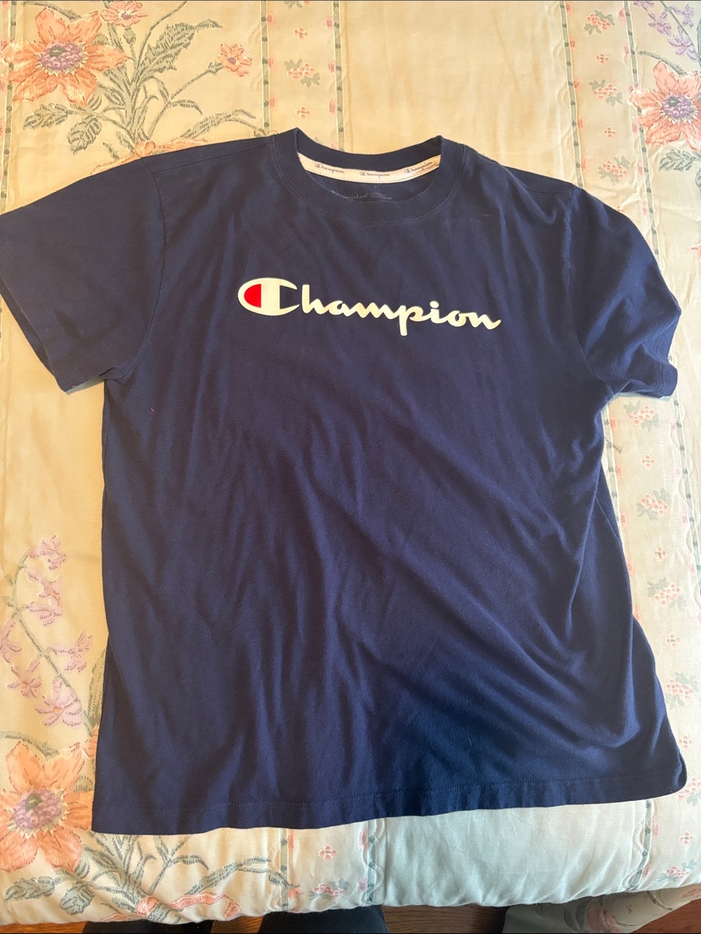 Champion Navy Blue Script Logo T-Shirt